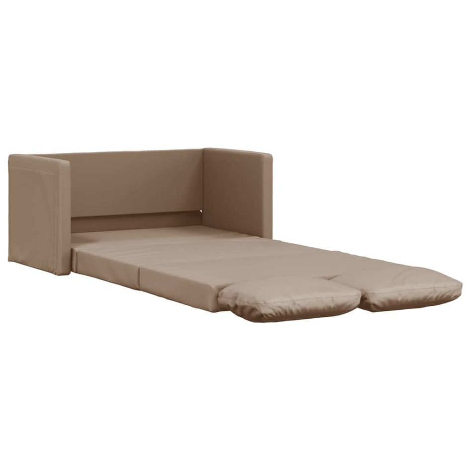 Sofá cama suelo 2 en 1 cuero sintético capuchino 112x174x55