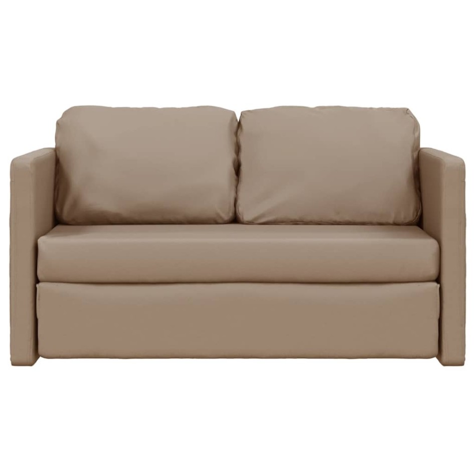 Sofá cama suelo 2 en 1 cuero sintético capuchino 112x174x55