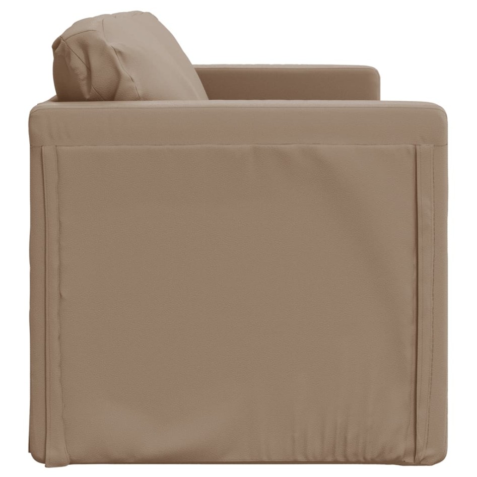 Sofá cama suelo 2 en 1 cuero sintético capuchino 112x174x55