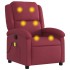 Sillón de masaje reclinable de tela color vino