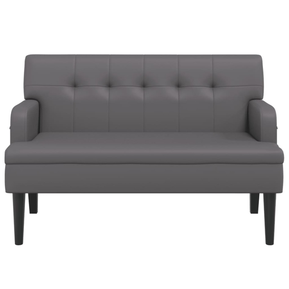 Banco con respaldo cuero sintético gris 112x65,5x75