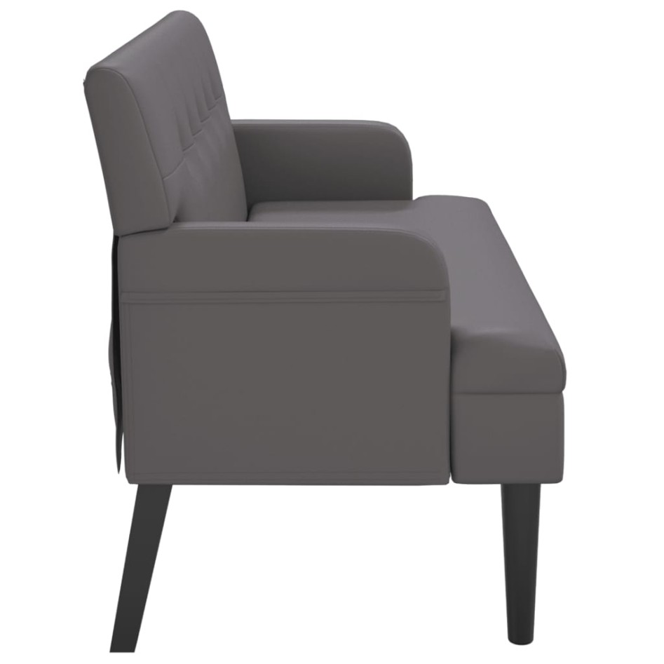Banco con respaldo cuero sintético gris 112x65,5x75