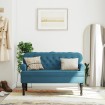 Banco con respaldo terciopelo azul 119,5x64,5x75 cm