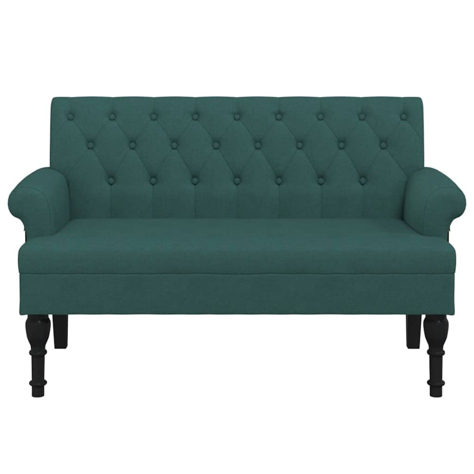 Banco con respaldo tela verde oscuro 120x62x75,5