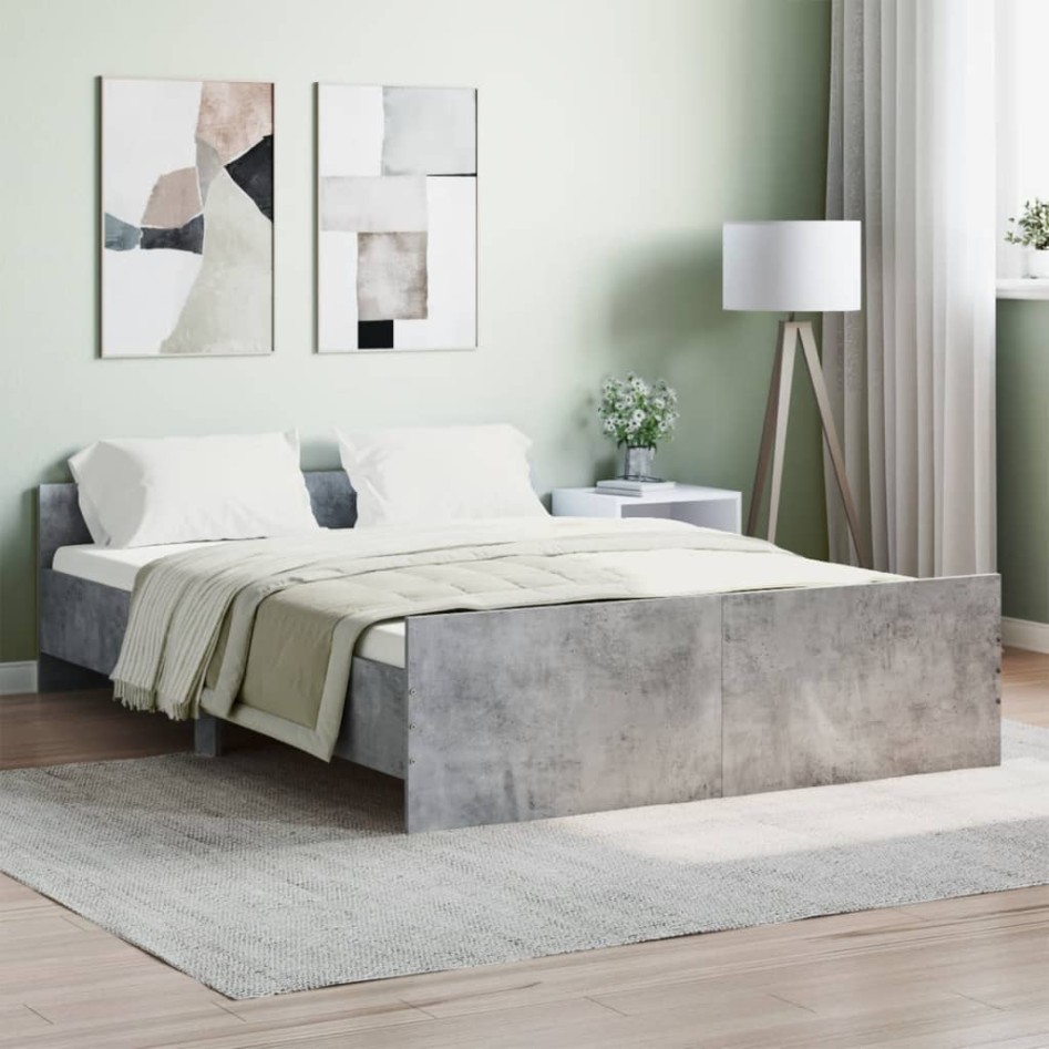 Estructura de cama con cabecero piecero gris hormigón