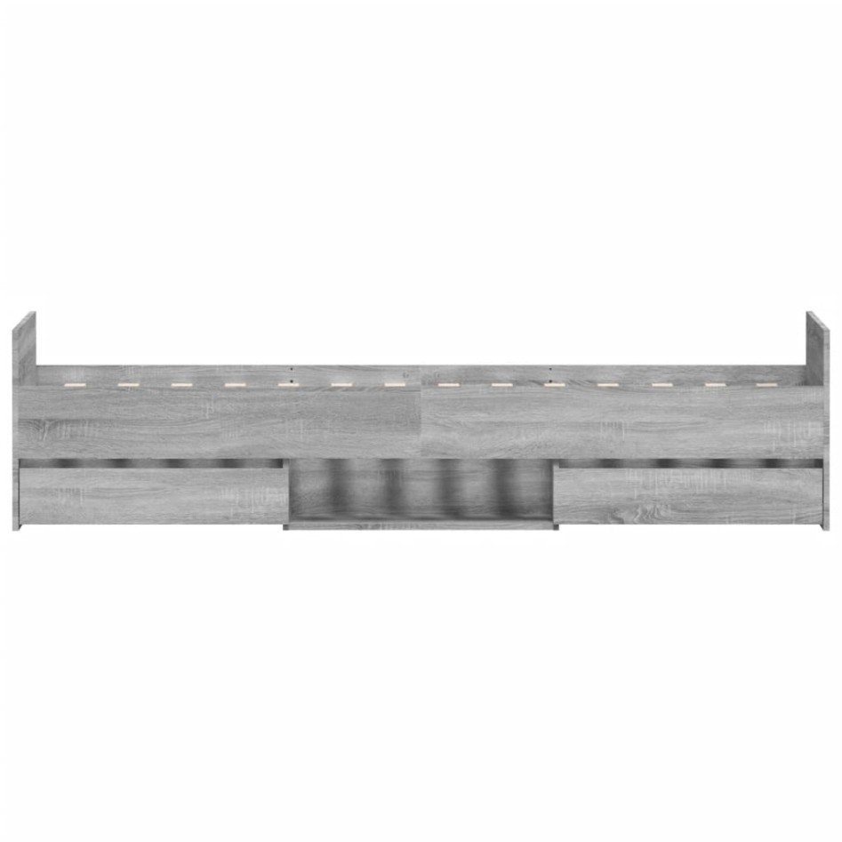 Estructura de cama con cabecero piecero gris Sonoma 100x200