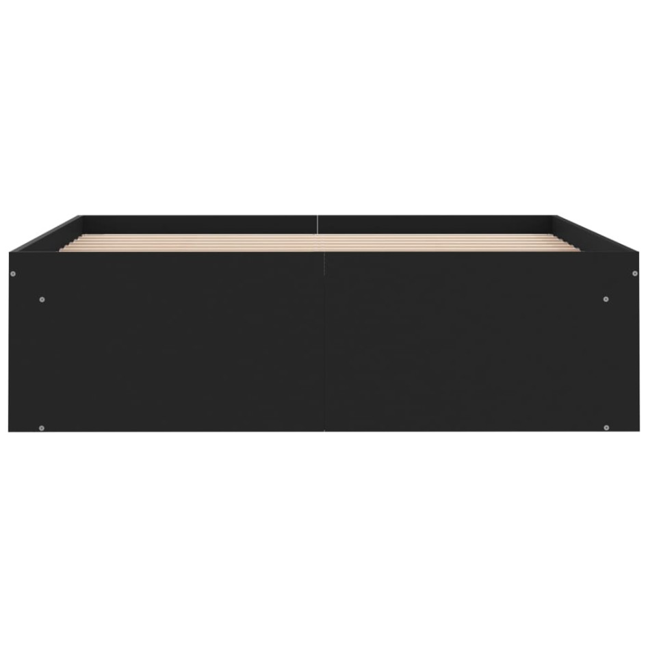 Estructura de cama doble pequeña sin colchón negro 120x190