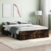 Estructura de cama de matrimonio roble ahumado 135x190 cm