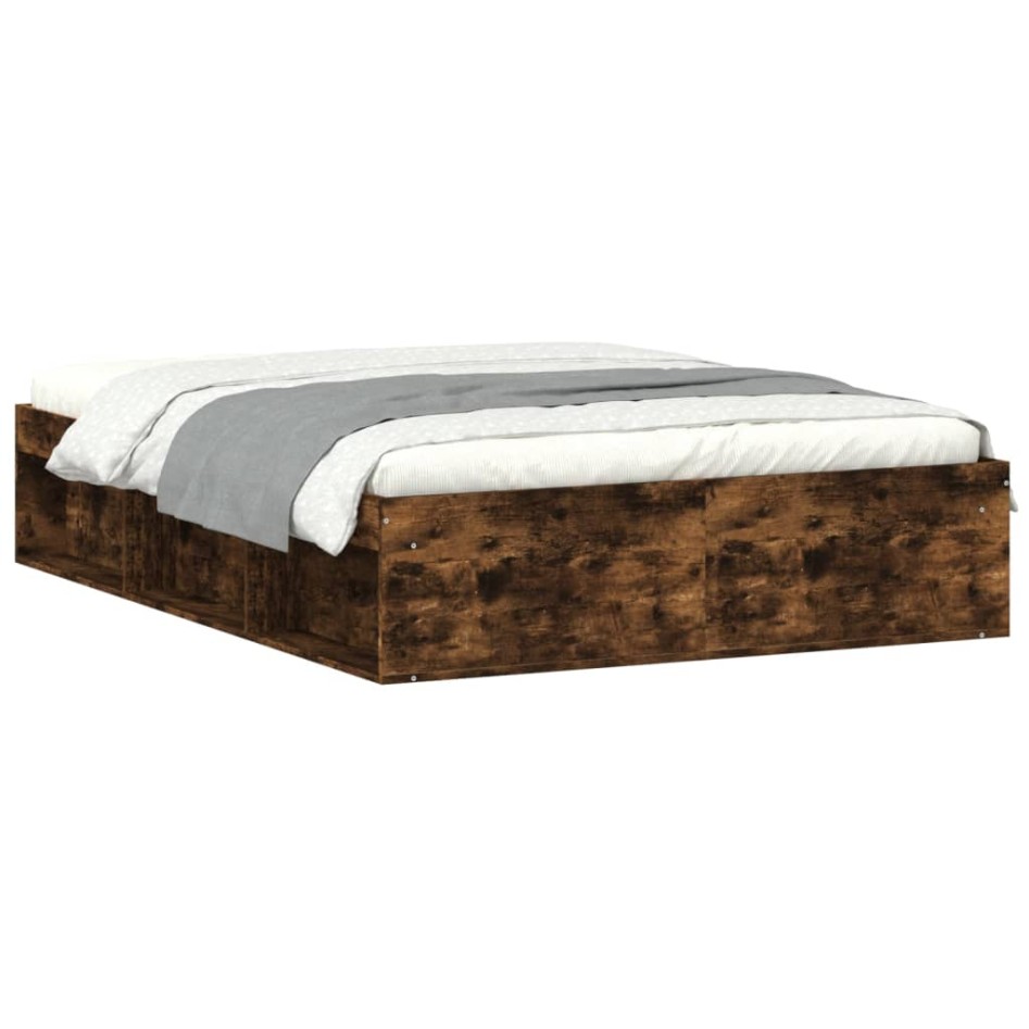 Estructura de cama de matrimonio roble ahumado 135x190