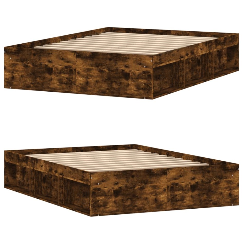 Estructura de cama de matrimonio roble ahumado 135x190