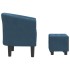 Sillón con taburete terciopelo azul