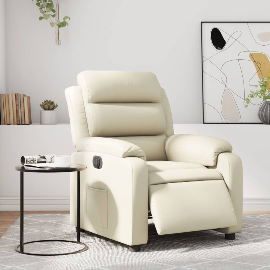 Sillón reclinable eléctrico de cuero sintético
