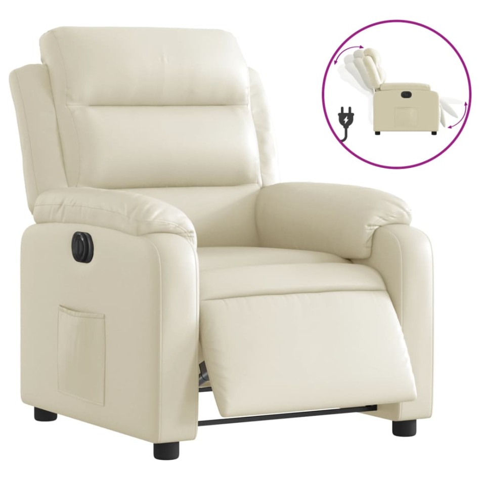 Sillón reclinable eléctrico de cuero sintético