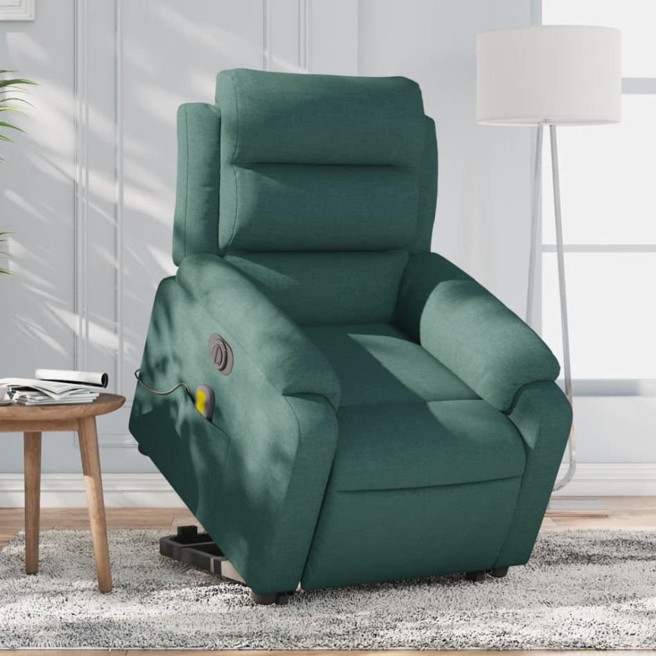 Sillón masaje eléctrico reclinable elevable tela verde