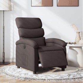Sillón reclinable eléctrico tela marrón