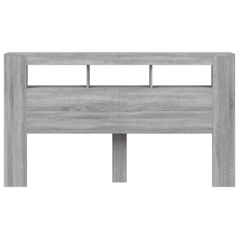 Cabecero LED madera ingeniería gris Sonoma 180x18,5x103,5