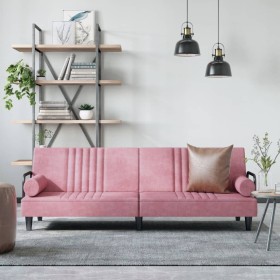 Sofá cama con reposabrazos terciopelo