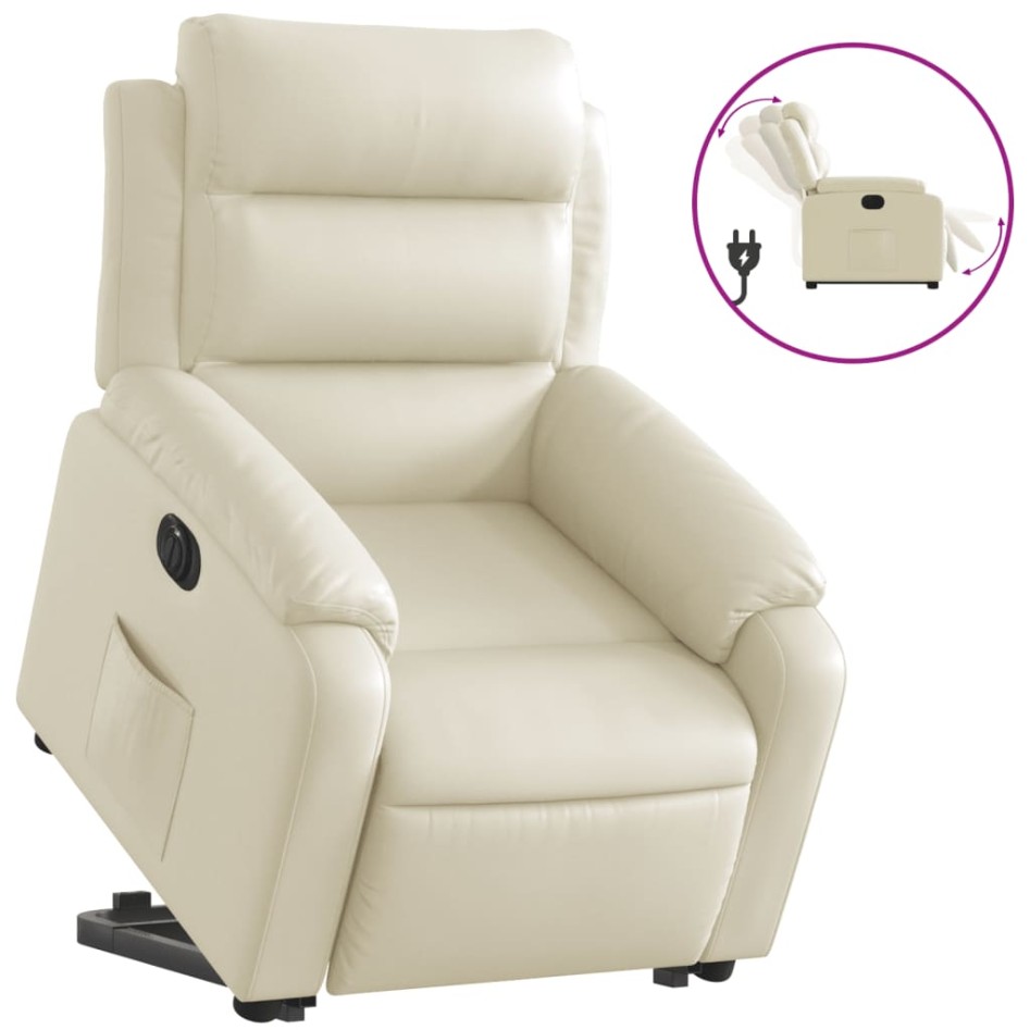 Sillón reclinable elevable eléctrico de cuero sintético