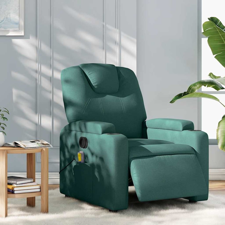 Sillón reclinable de masaje eléctrico tela verde