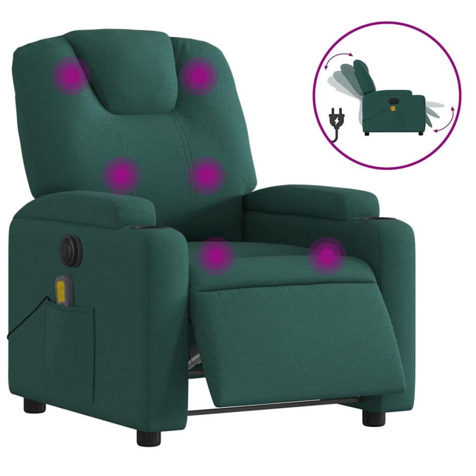 Sillón reclinable de masaje eléctrico tela verde