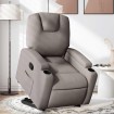 Sillón reclinable elevable tela gris taupe