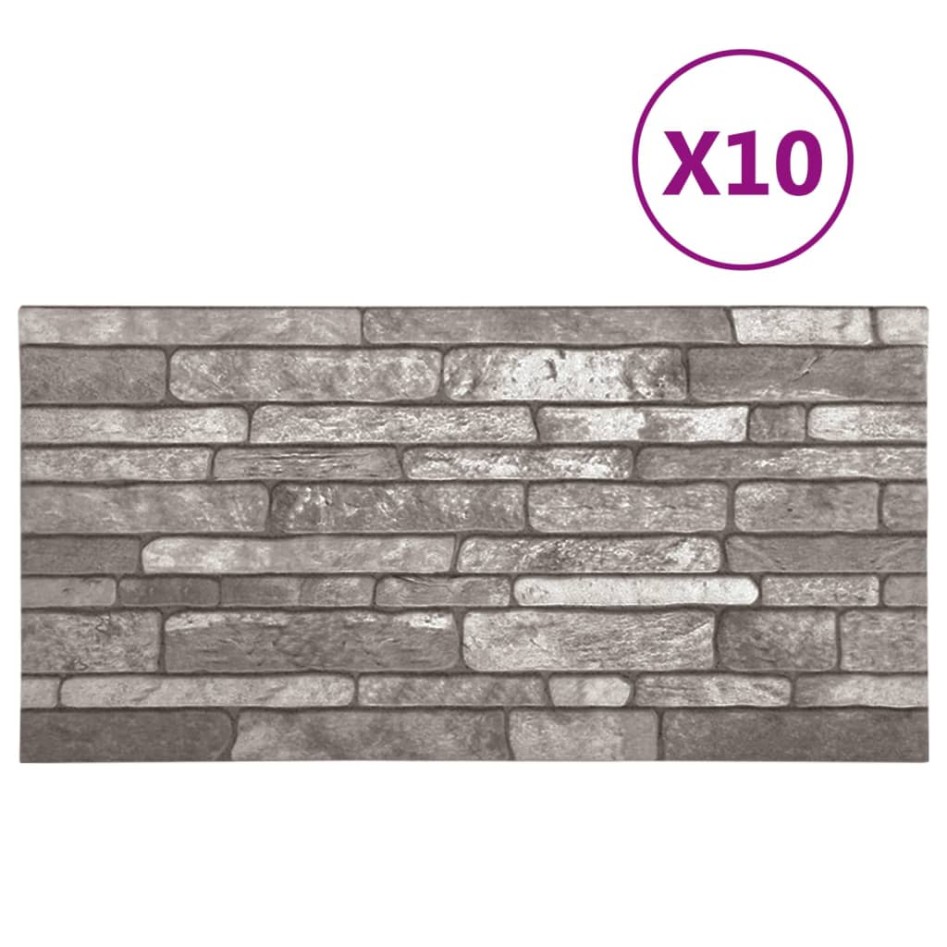 Paneles de pared 3D diseño de ladrillo 10 uds EPS gris