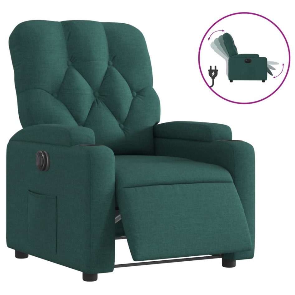 Sillón reclinable eléctrico tela verde