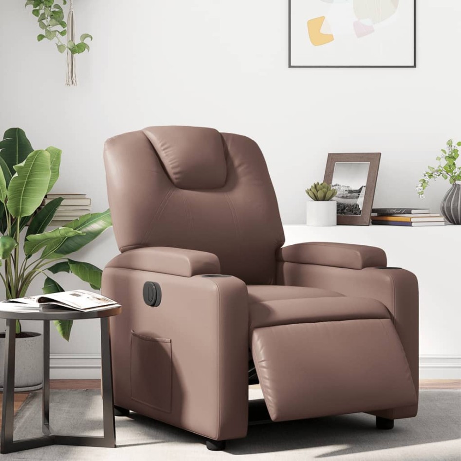 Sillón reclinable eléctrico de cuero sintético