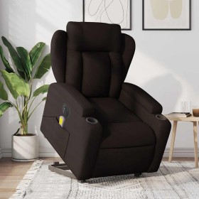 Sillón masaje eléctrico reclinable elevable tela marrón