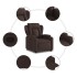 Sillón reclinable elevable tela marrón