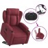 Sillón reclinable elevable tela rojo