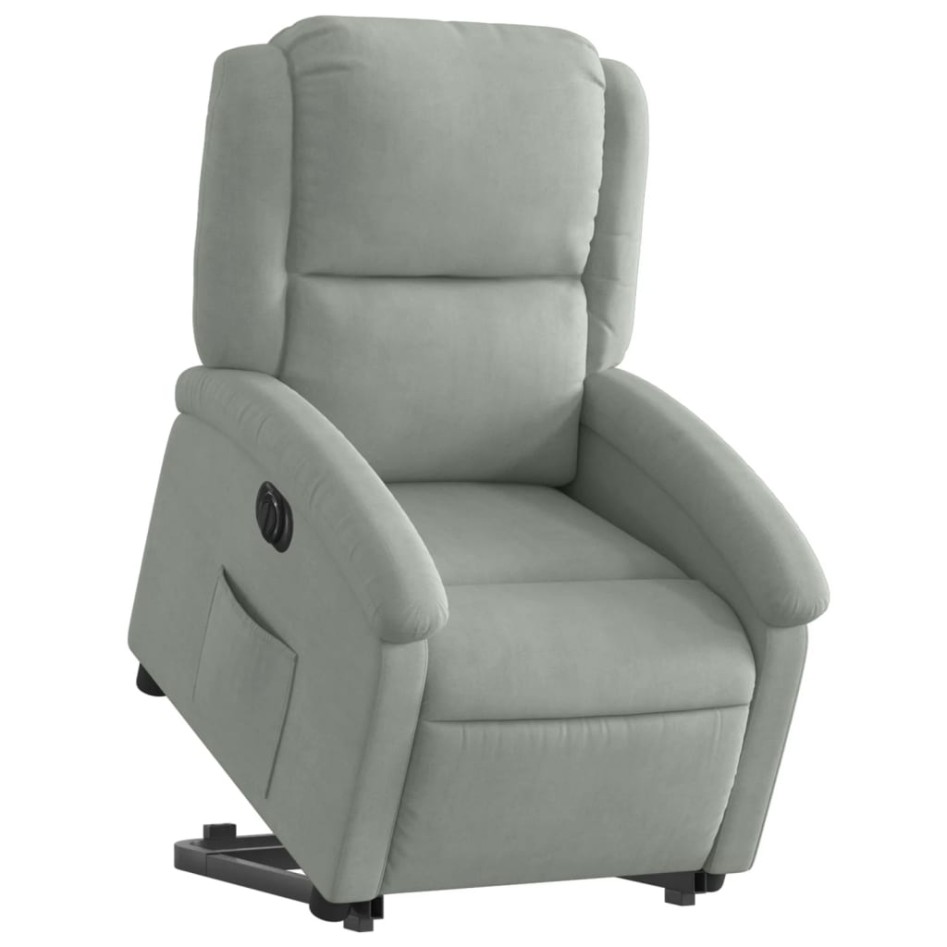 Sillón eléctrico reclinable elevable de terciopelo gris