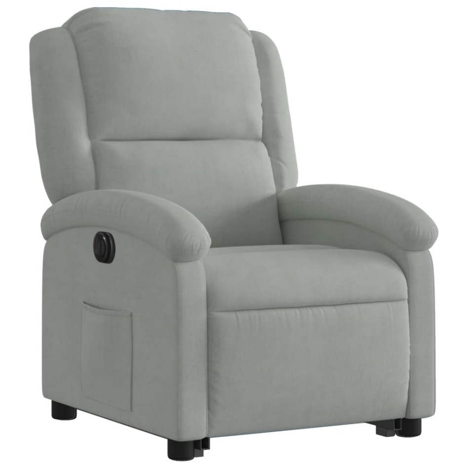 Sillón eléctrico reclinable elevable de terciopelo gris