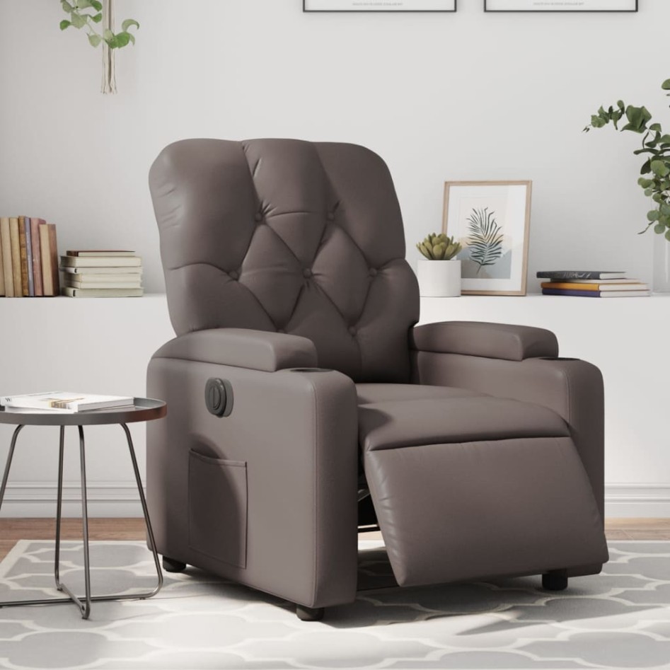 Sillón reclinable eléctrico de cuero sintético