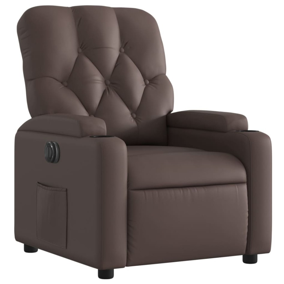 Sillón reclinable eléctrico de cuero sintético