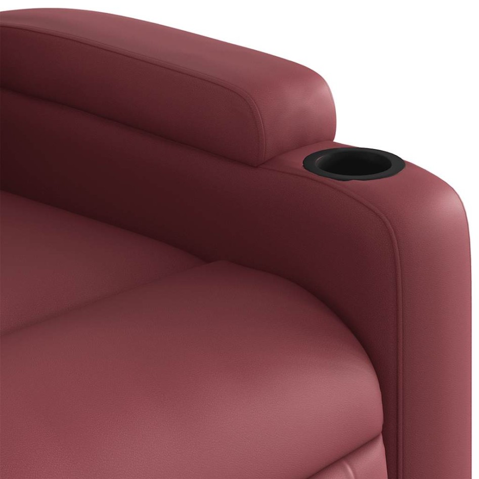 Sillón reclinable eléctrico de cuero sintético rojo