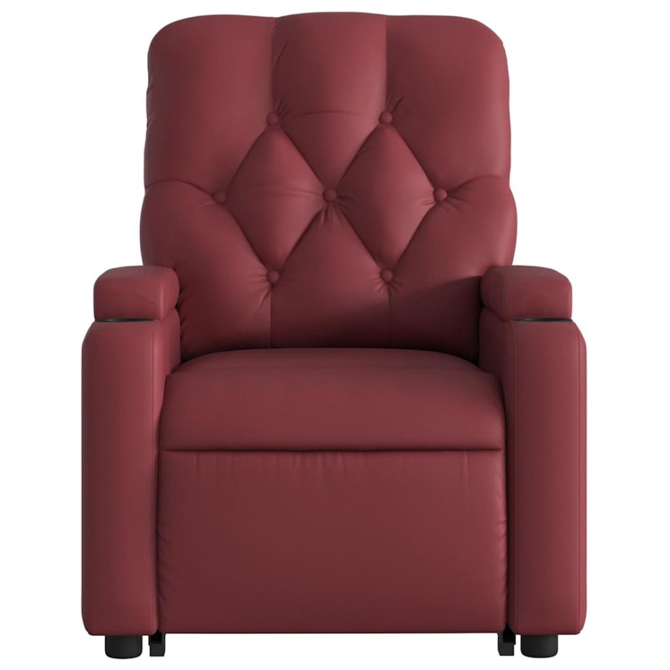 Sillón reclinable elevable cuero artificial rojo