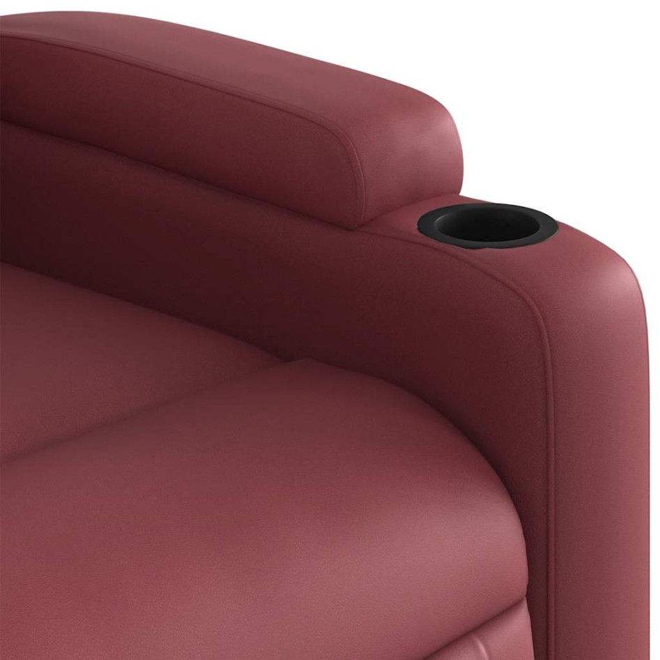 Sillón reclinable elevable cuero artificial rojo