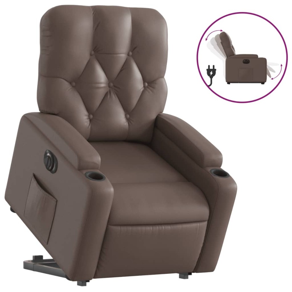 Sillón reclinable elevable eléctrico de cuero sintético