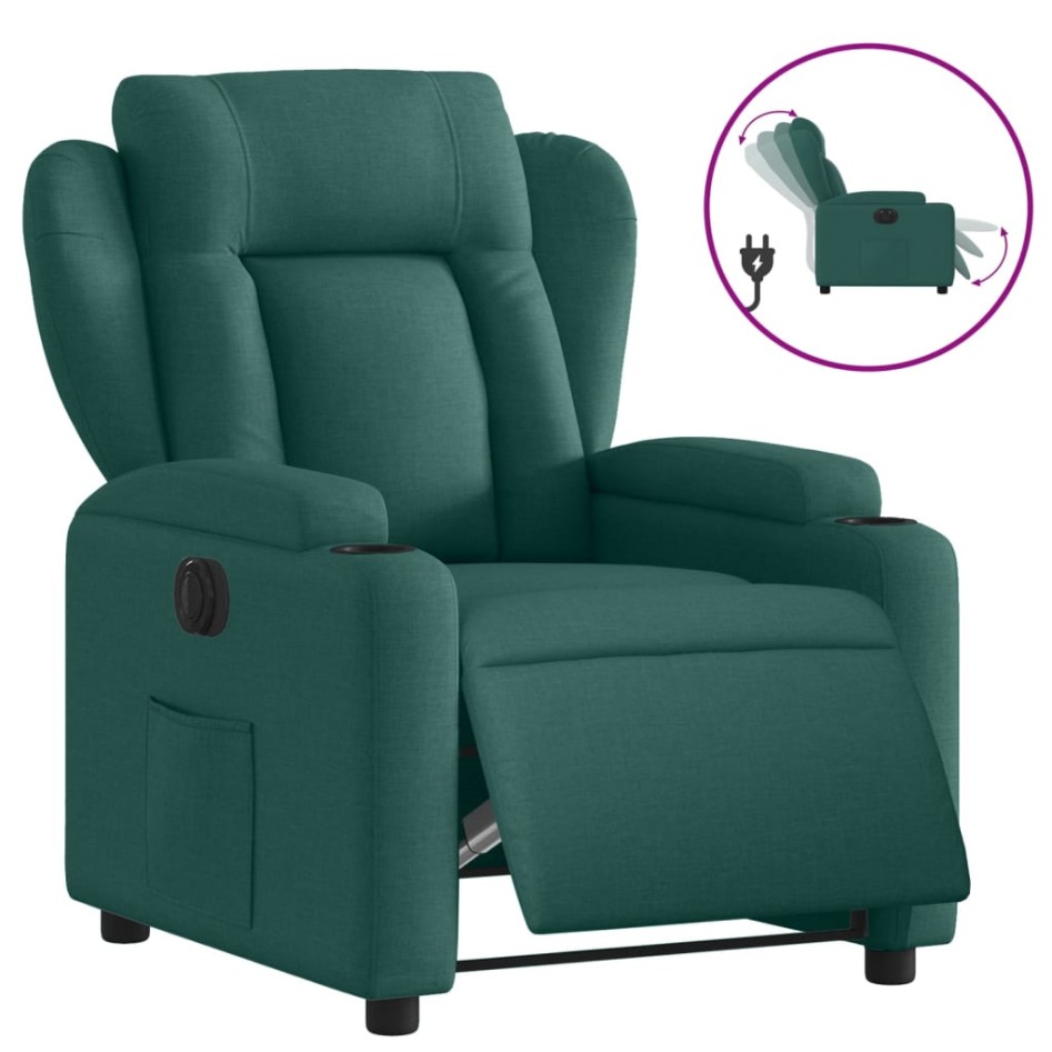 Sillón reclinable eléctrico tela verde