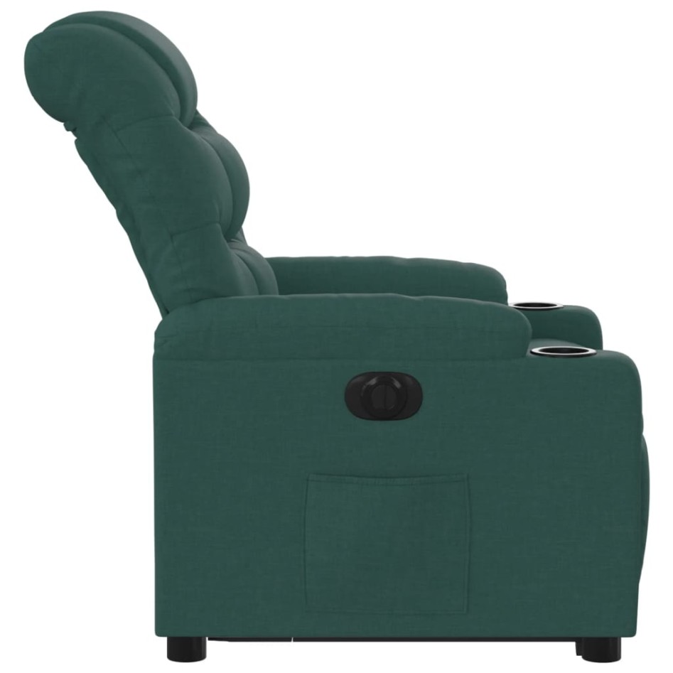 Sillón eléctrico reclinable elevable de tela verde