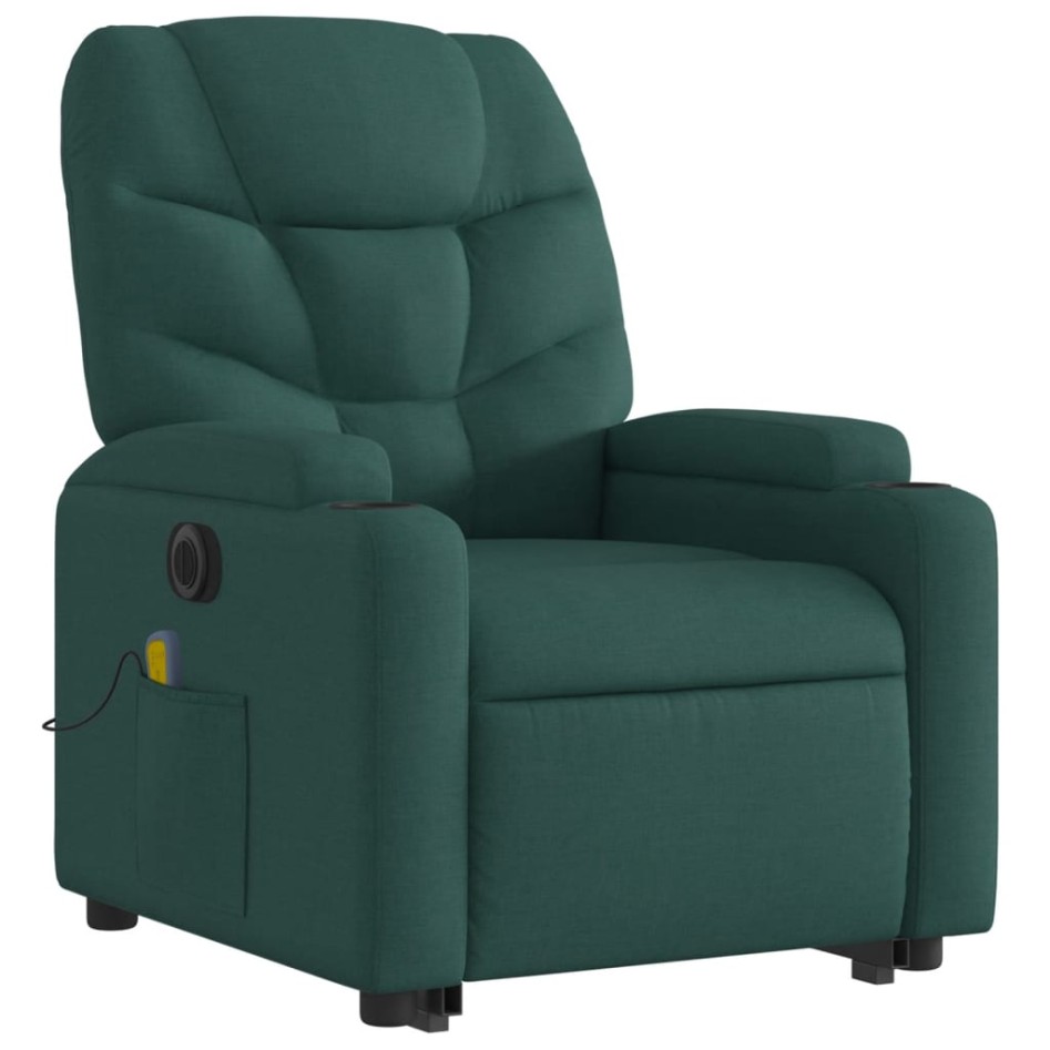 Sillón masaje eléctrico reclinable elevable tela verde