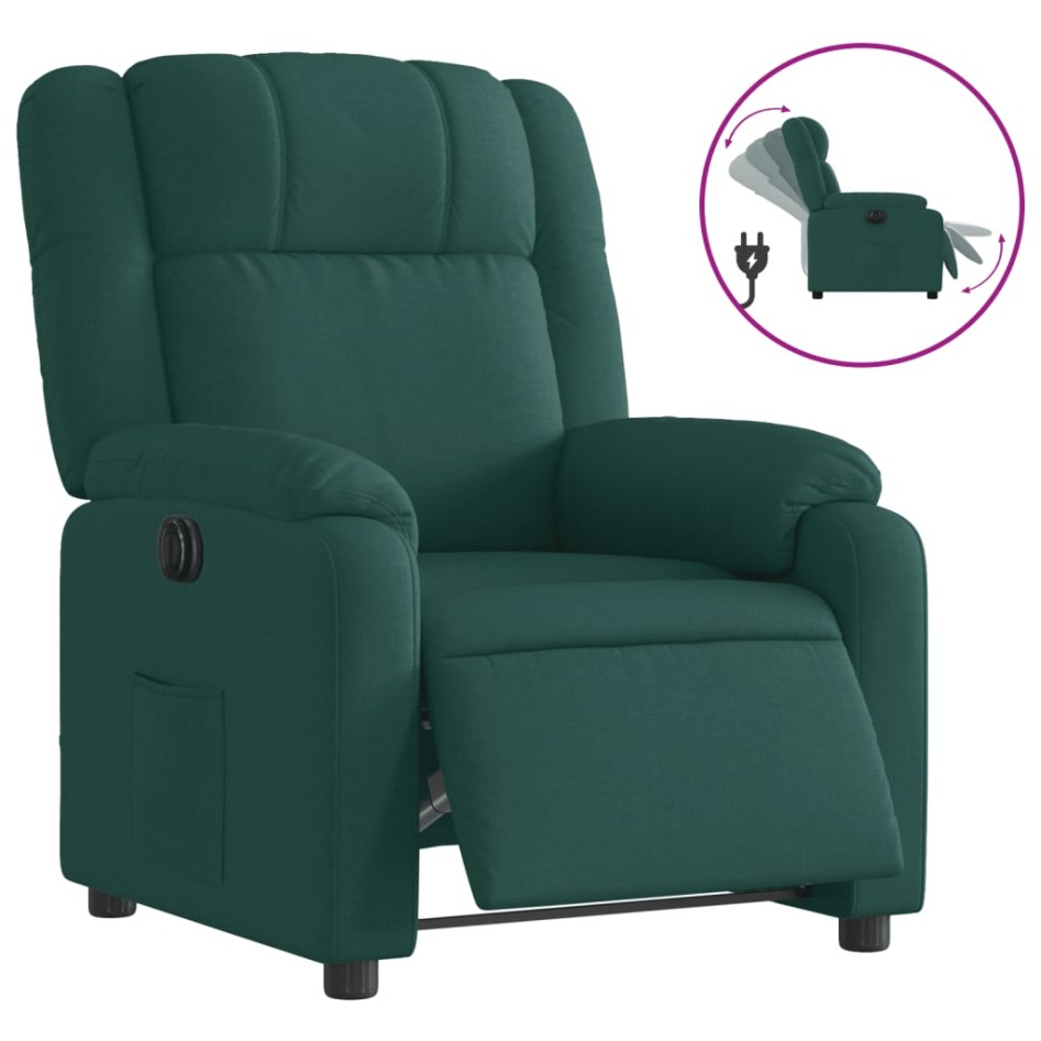 Sillón reclinable eléctrico tela verde