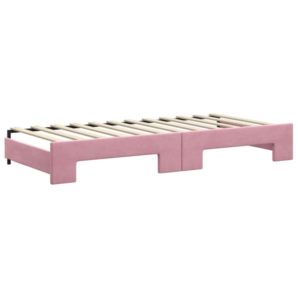 Sofá cama nido con colchón terciopelo rosa 90x200