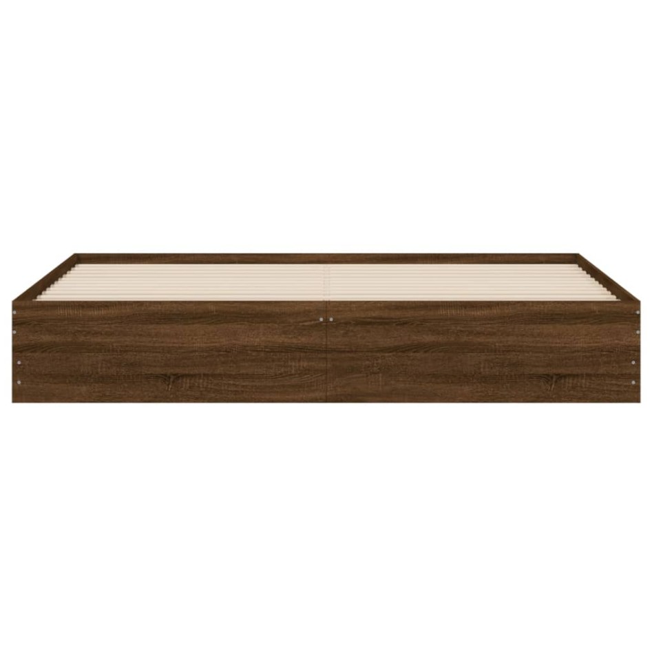 Cama con cajones madera ingeniería marrón roble 200x200