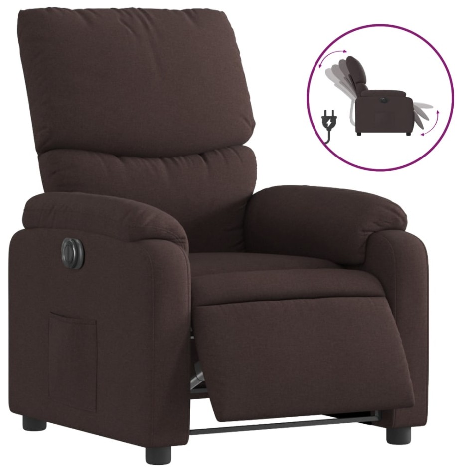 Sillón reclinable eléctrico tela marrón