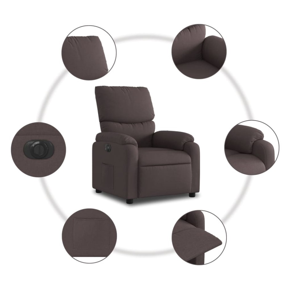 Sillón reclinable eléctrico tela marrón
