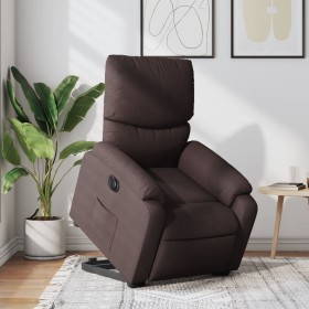 Sillón eléctrico reclinable elevable de tela marrón