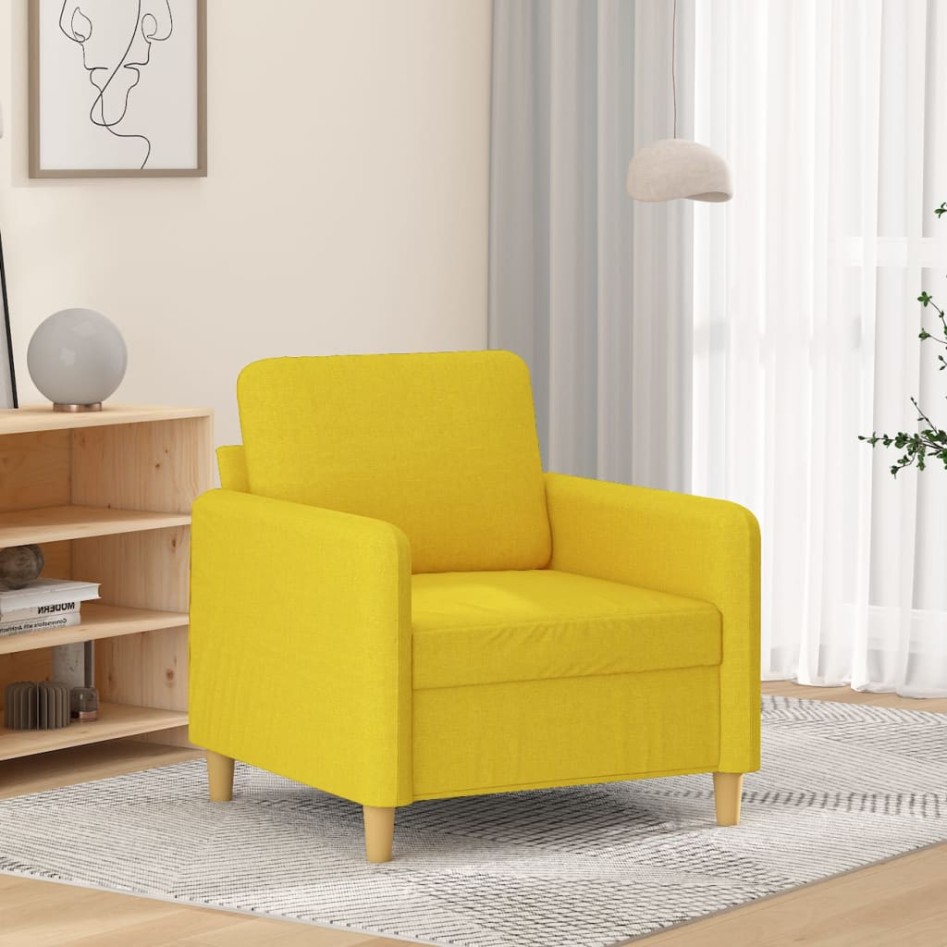 Sillón de tela amarillo claro 60