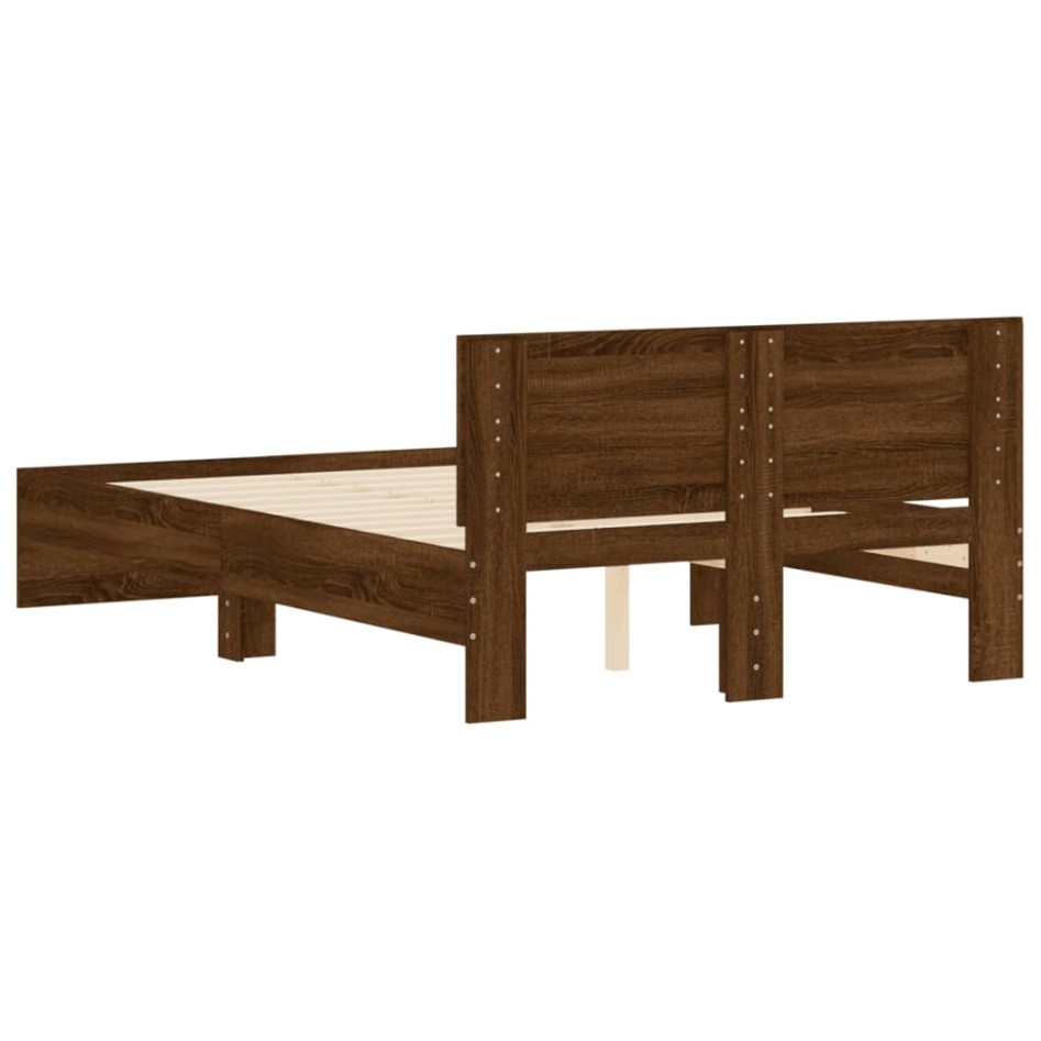 Estructura de cama con cabecero marrón roble 120x190